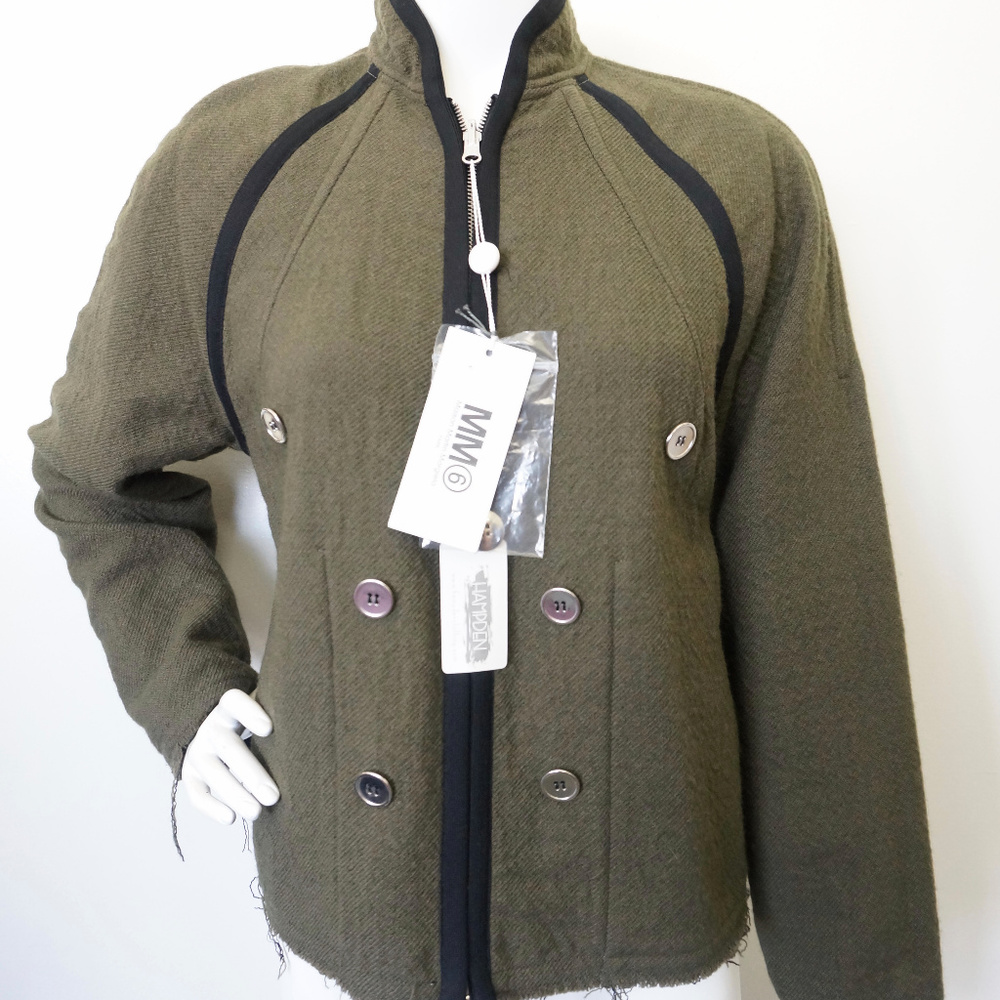 NWT**Martin Margiela Green Jacket Tattered Edges